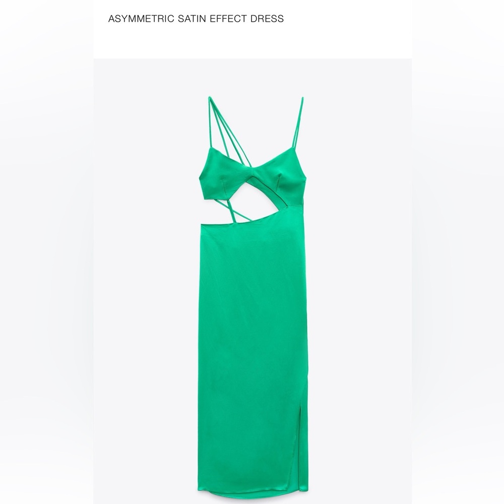 ZARA ASYMMETRIC SATIN EFFECT DRESS